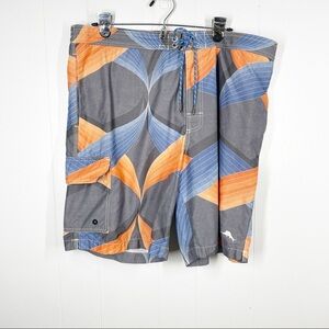Tommy Bahama Relax Swim Trunks Orange and Gray Extra Large